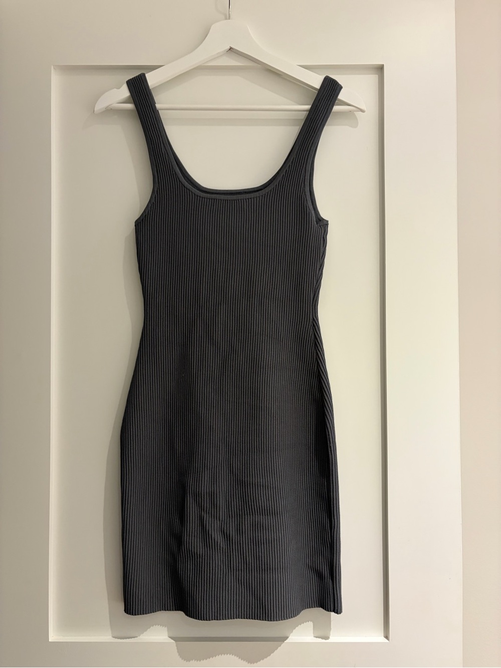 Babaton Charcoal Ribbed Mini Tank Dress